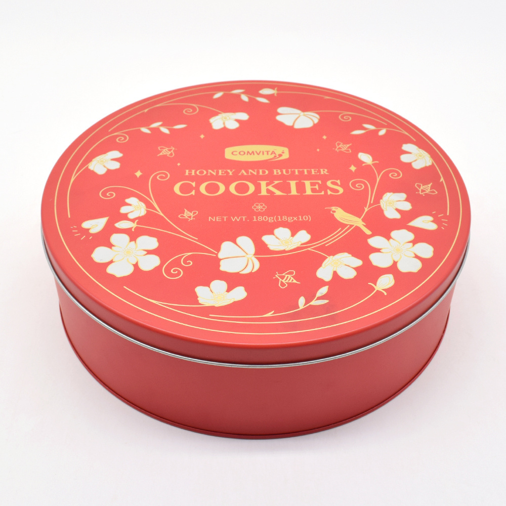 6 Inch 8 Inch Round Metal Cookie Tin With Lid Food Grade Butter Cookie Biscuit Chocolate Metal Cans Sweets Baking Cake Tins