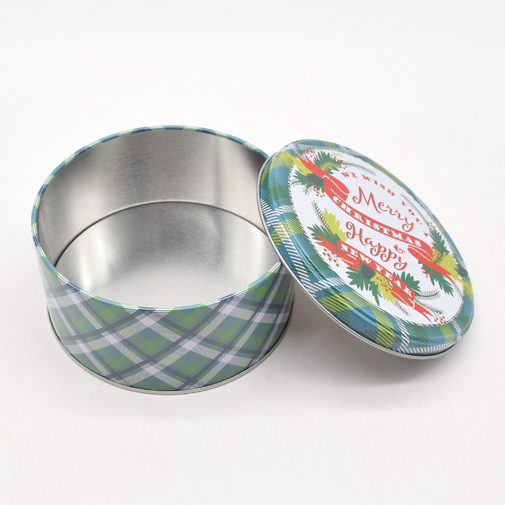 Wholesale Custom Metal Toffee Candy Cookie Tin Box Christmas Tin Box for Gift Candy Cookie Package Round Cookie Tin with Lid