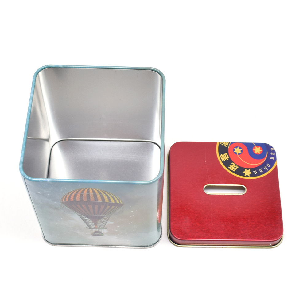 Popular Reusable Home Decorative Tin Can Coin Bank Money Saving Box Square Metal Piggy Bank