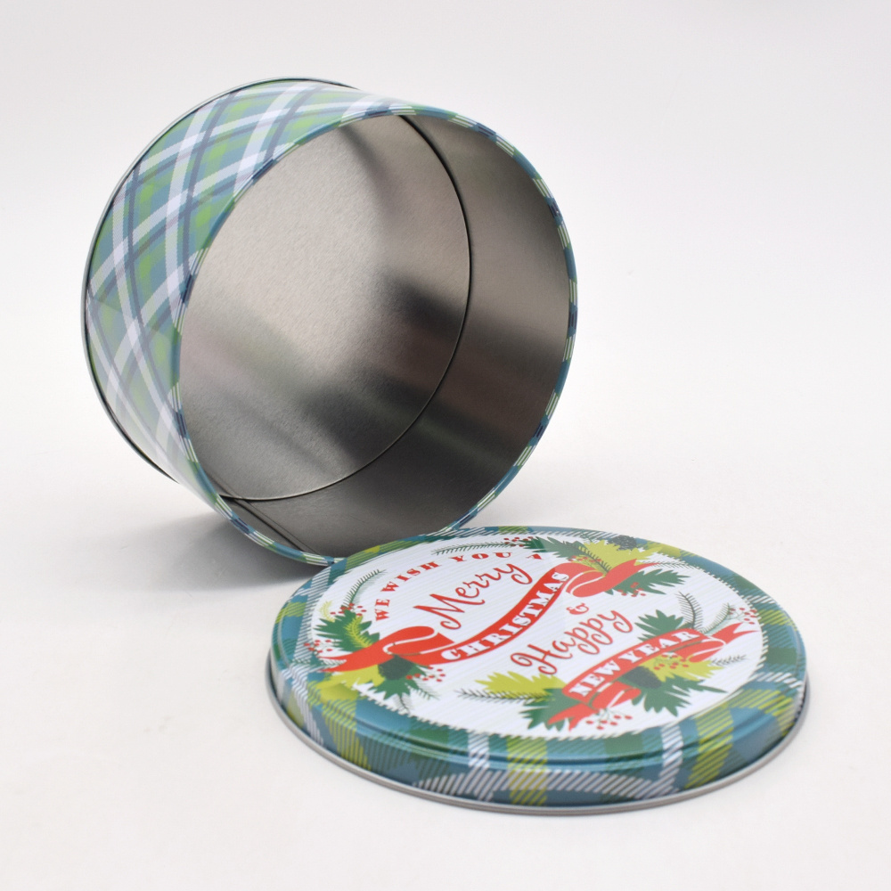 Wholesale Custom Metal Toffee Candy Cookie Tin Box Christmas Tin Box for Gift Candy Cookie Package Round Cookie Tin with Lid