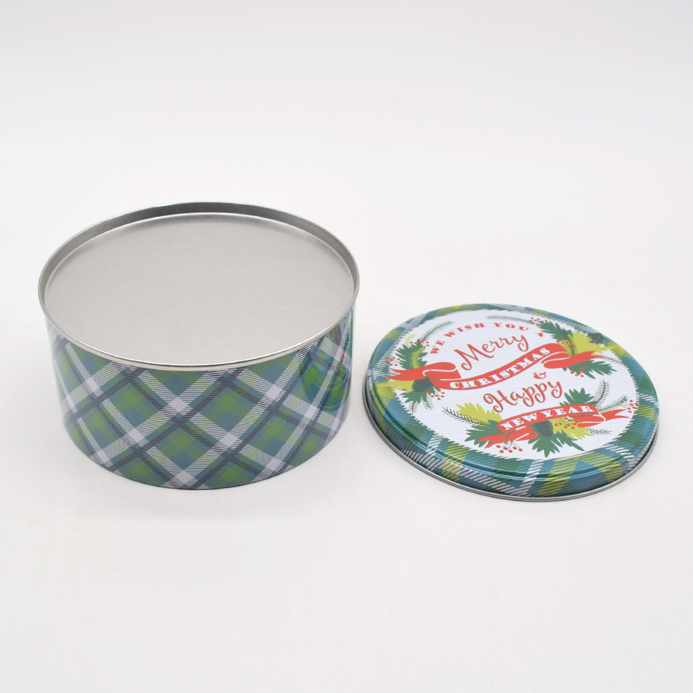 Wholesale Custom Metal Toffee Candy Cookie Tin Box Christmas Tin Box for Gift Candy Cookie Package Round Cookie Tin with Lid