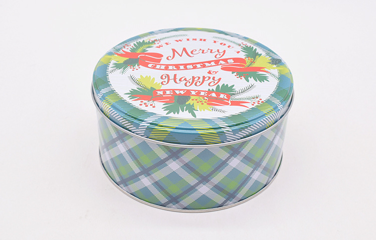 Wholesale Custom Metal Toffee Candy Cookie Tin Box Christmas Tin Box for Gift Candy Cookie Package Round Cookie Tin with Lid