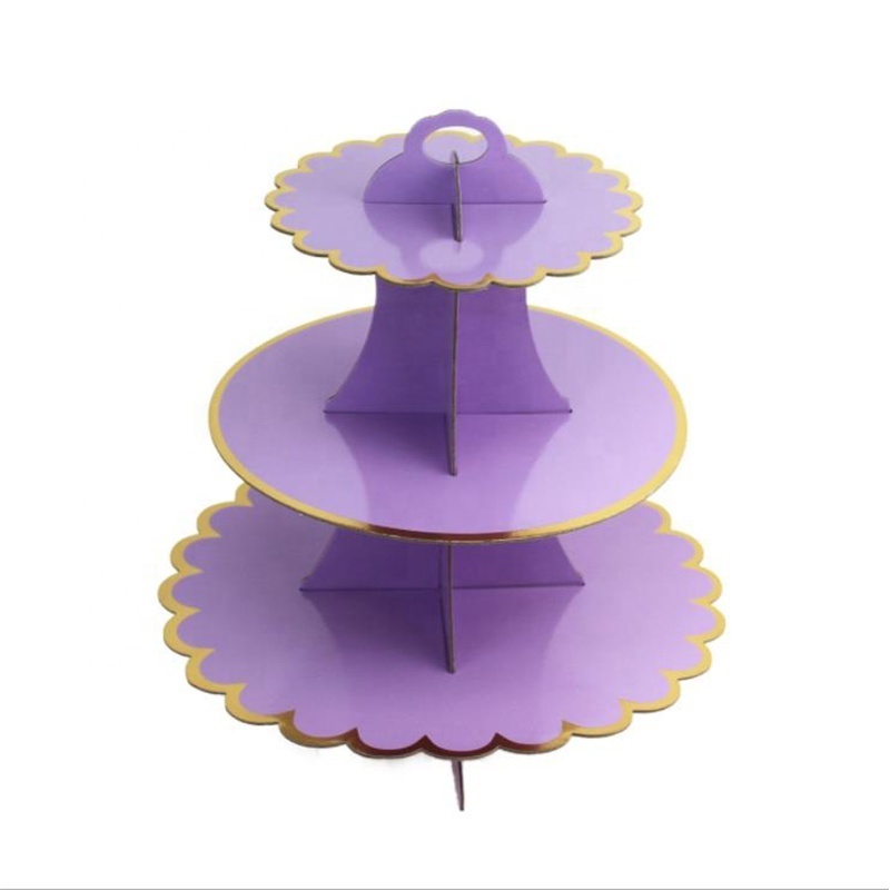 Factory Wholesale 3 Tiers Paper Cardboard Dessert Cake Stand