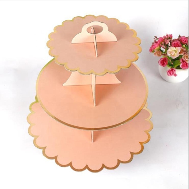 Factory Wholesale 3 Tiers Paper Cardboard Dessert Cake Stand