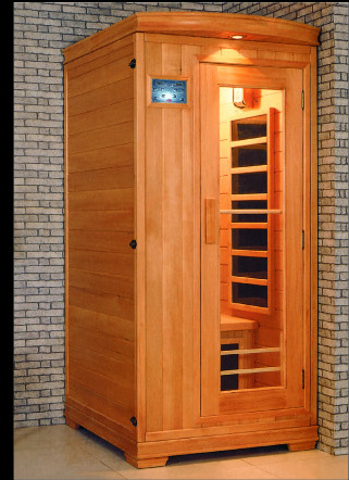 Prefabricated houses infra sauna with room thermometers wall and wooden sauna bucket