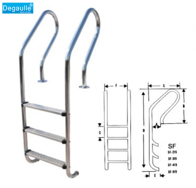 1.2 mm thickness Stainless portable Steel pool escalator 4 steps Swimming pool ladder