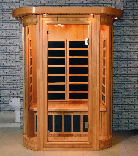 Prefabricated houses infra sauna with room thermometers wall and wooden sauna bucket