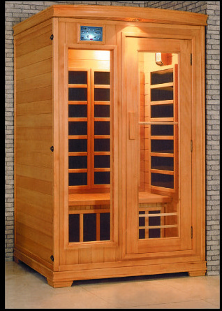 Prefabricated houses infra sauna with room thermometers wall and wooden sauna bucket