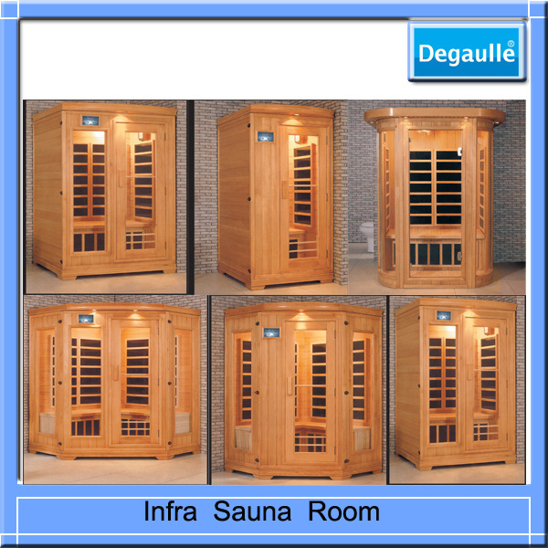 Prefabricated houses infra sauna with room thermometers wall and wooden sauna bucket