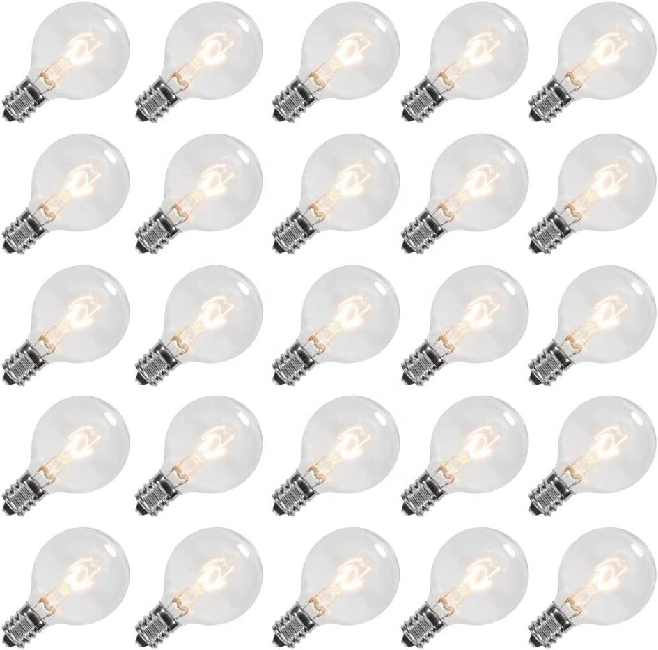 25Pack G40 Replacement Bulb with E12 Candelabra base Incandescent Light Bulb