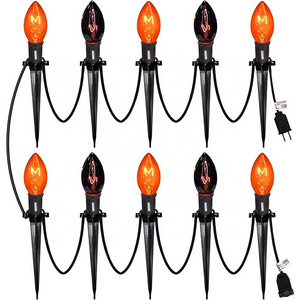 Outdoor waterproof light pole Halloween holiday garden path decorative light UL C9 Halloween Orange&Black Pathway Lights