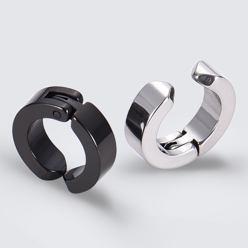 Stainless Steel Clip On Hoop Huggie Earrings  Unisex Non Piercing Ear Clip Ear Cuff Earrings Men Women