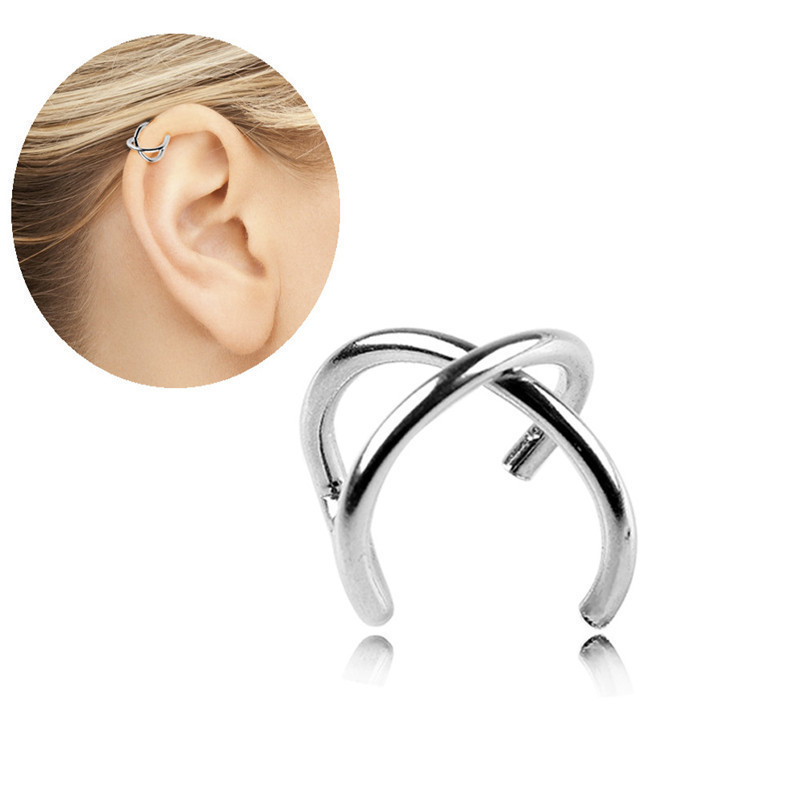 gold criss- double wire ear cuff/tiny ear cuff silver ear clip stainless steel