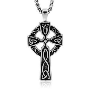 Fashion Biker Jewelry Celtic Cross Pendant Necklace for Men Pendant Stainless Steel Necklace