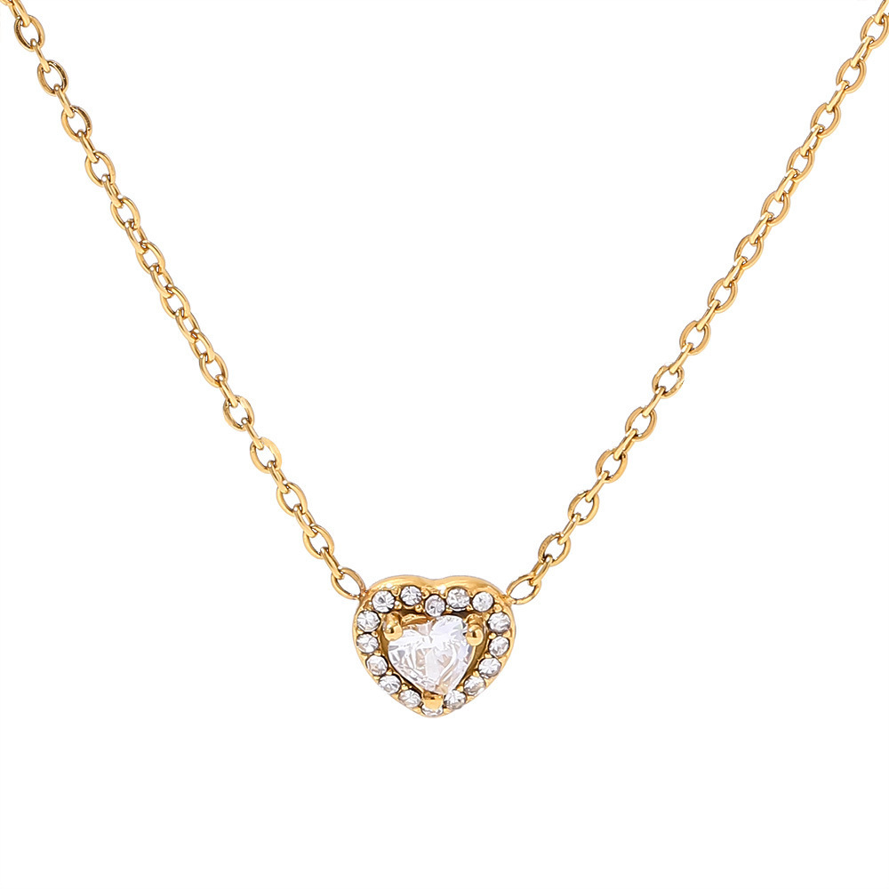 Custom INS Dainty heart Choker Necklace Gift 14k Gold Plated chain s925 stainless silver Tiny love shell CZ necklace Jewellery