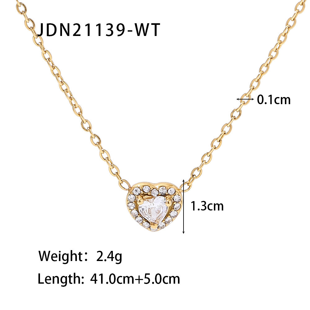 Custom INS Dainty heart Choker Necklace Gift 14k Gold Plated chain s925 stainless silver Tiny love shell CZ necklace Jewellery