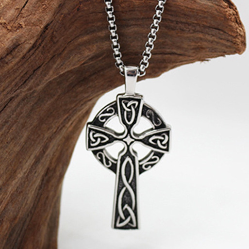 Fashion Biker Jewelry Celtic Cross Pendant Necklace for Men Pendant Stainless Steel Necklace