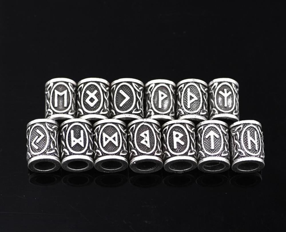 Wholesale Stainless Steel Accessories Viking Man 24pcs Rune Beard Beads, Retro Beads  For Bracelet Making