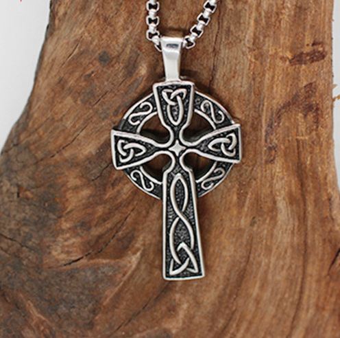 Fashion Biker Jewelry Celtic Cross Pendant Necklace for Men Pendant Stainless Steel Necklace