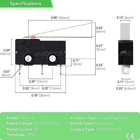 Factory Supply Mini Power Travel Switch 3 Pin Limit Switch Left Turn Right Turn  Micro Limit Switch For Mouse