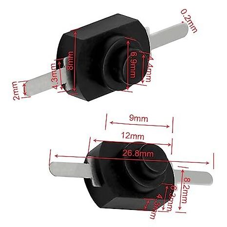 Latching Mini ON/Off Switch Self-Lock Micro Push Button Switch DC 30V 1A Fit for SMD Flashlight Type