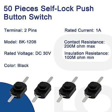 Latching Mini ON/Off Switch Self-Lock Micro Push Button Switch DC 30V 1A Fit for SMD Flashlight Type