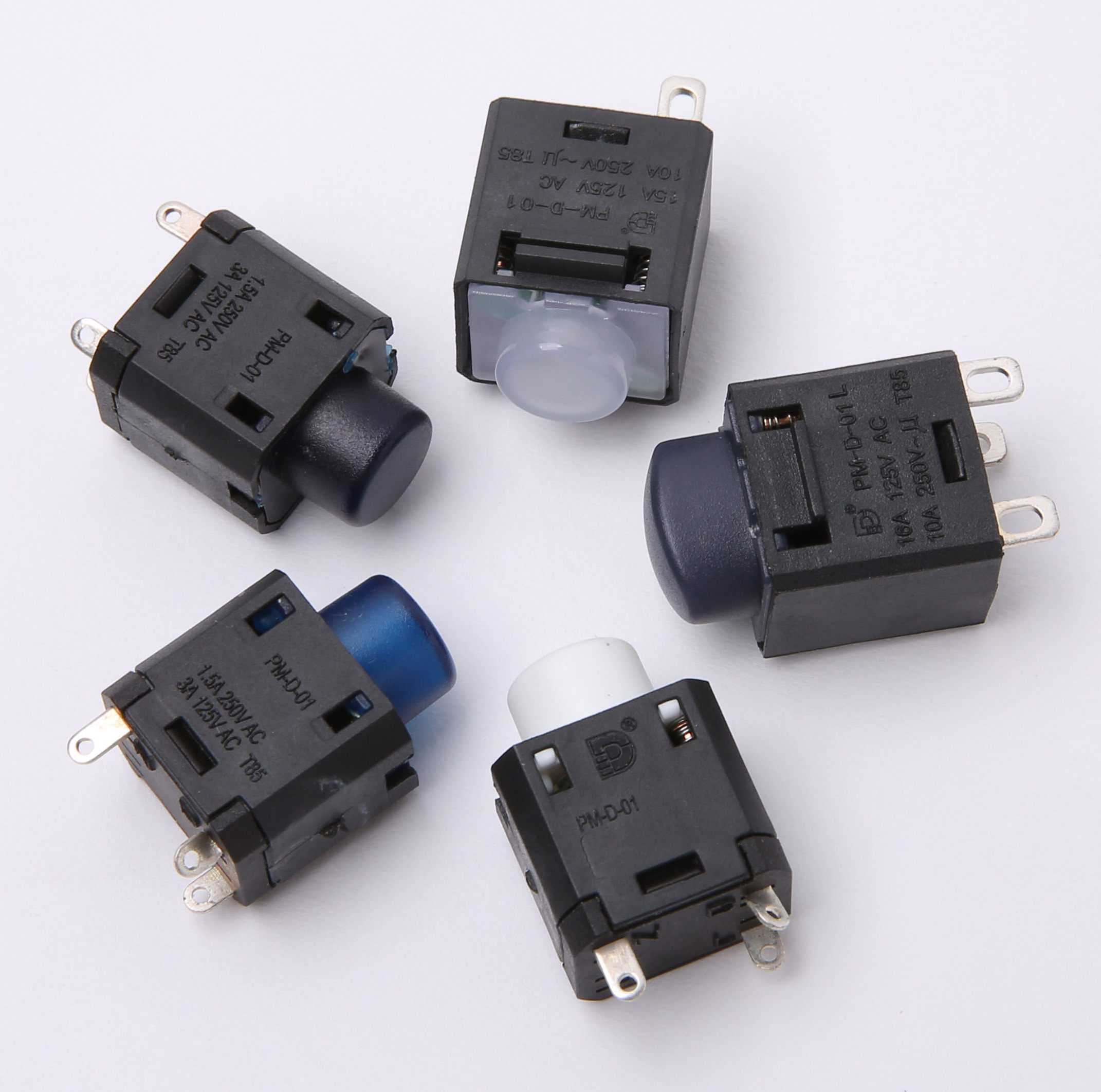 Durable High Quality 3pin PM-D-01L-Wht Hair cooler Negative Ion push button switch 1.5A 250VAC 3A 125VAC