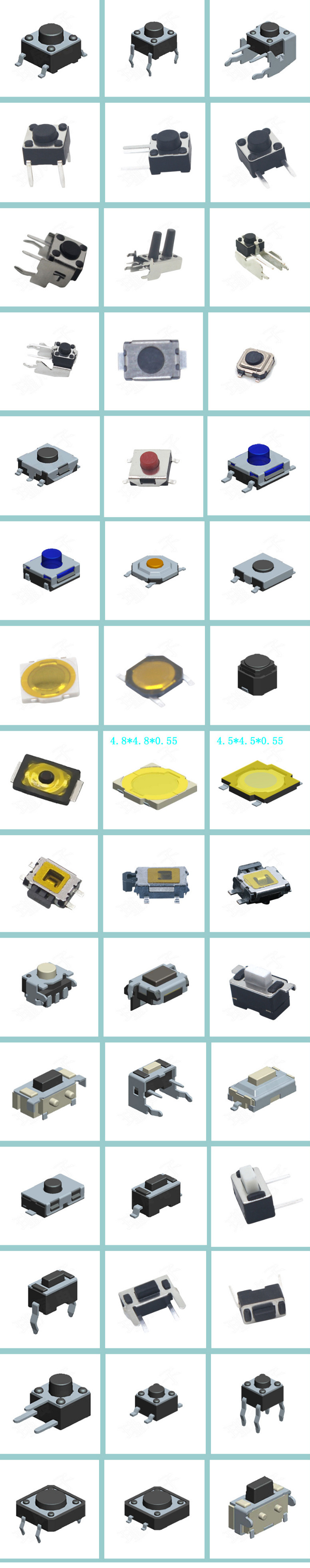 Manufacturer  4.5*6.2mm tactile switch 4 Pin smd Surface Mount PCB SMD Tact Switch Leaf Switch