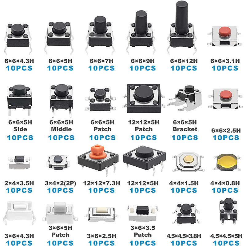 2x4 3x3 3x6 4x4 4.5x4.5 5.2x5 2 12x12 Mini tactile switch 2*4 3*3 3*6 4*4 4.5*4.5 5.2*5.2 6*6 12*12 mm DIP SMT Micro Switch Dip