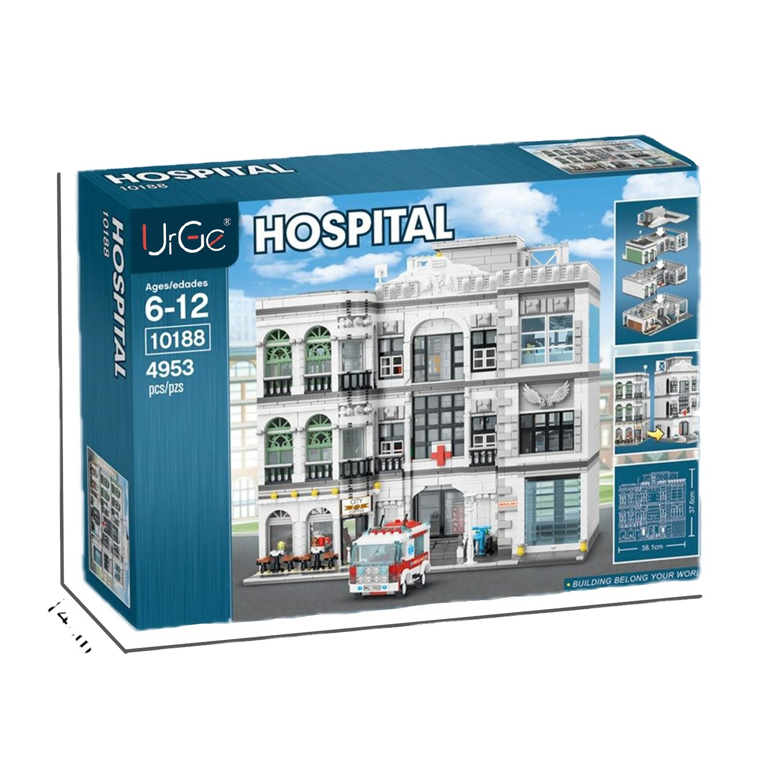 Urge 10188 Modern Street View City Hospital Building Block Set