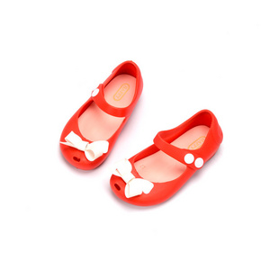 Cheap wholesale PVC jelly sandal of jelly sandals for kids with bow knot fish head classic design kids jelly shoes