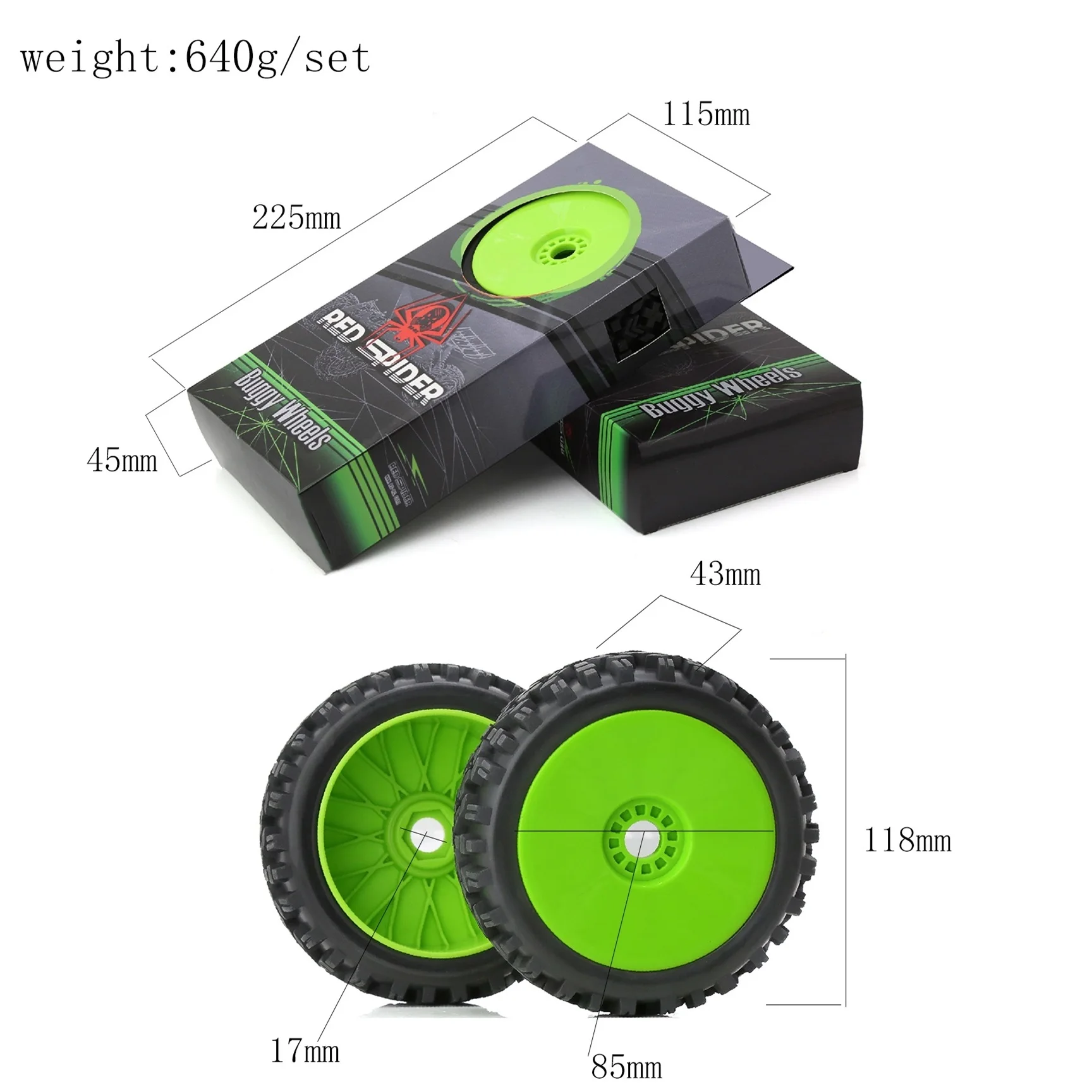 4pcs 118mm 1/8 RC Off-Road Buggy Wheels Tire 17mm Hex for ARRMA Typhon Talion Traxxas Redcat Team Losi Kyosho HPI HSP VRX RC Car