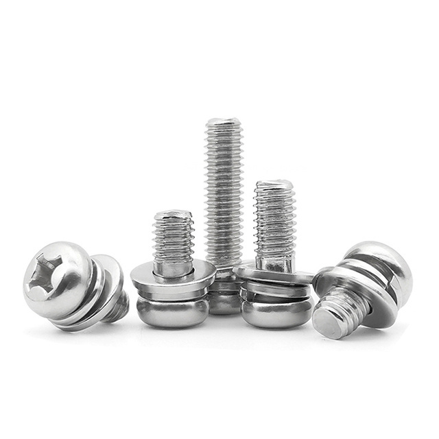 grade 8 8 pan Round Head Three Combination Screw Element Head Cross lange titanium galvanized bolt With Flat Washer