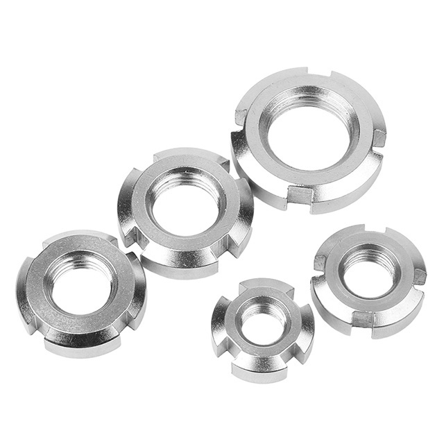 M8 M10 high strength 304 stainless steel 4 grooves Check Nut insert self locking round thin nut for machine Precision bearing