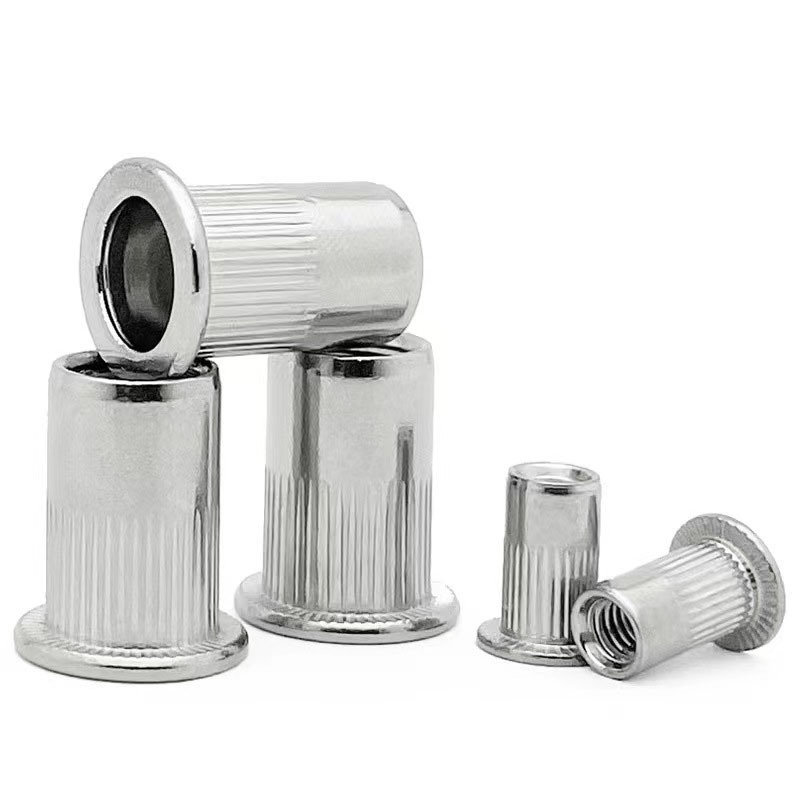 Customized flat Round head Knurled zinc plated galvanized stainless steel carbon steel self clinching rivet nut for mounting