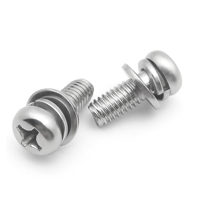 grade 8 8 pan Round Head Three Combination Screw Element Head Cross lange titanium galvanized bolt With Flat Washer