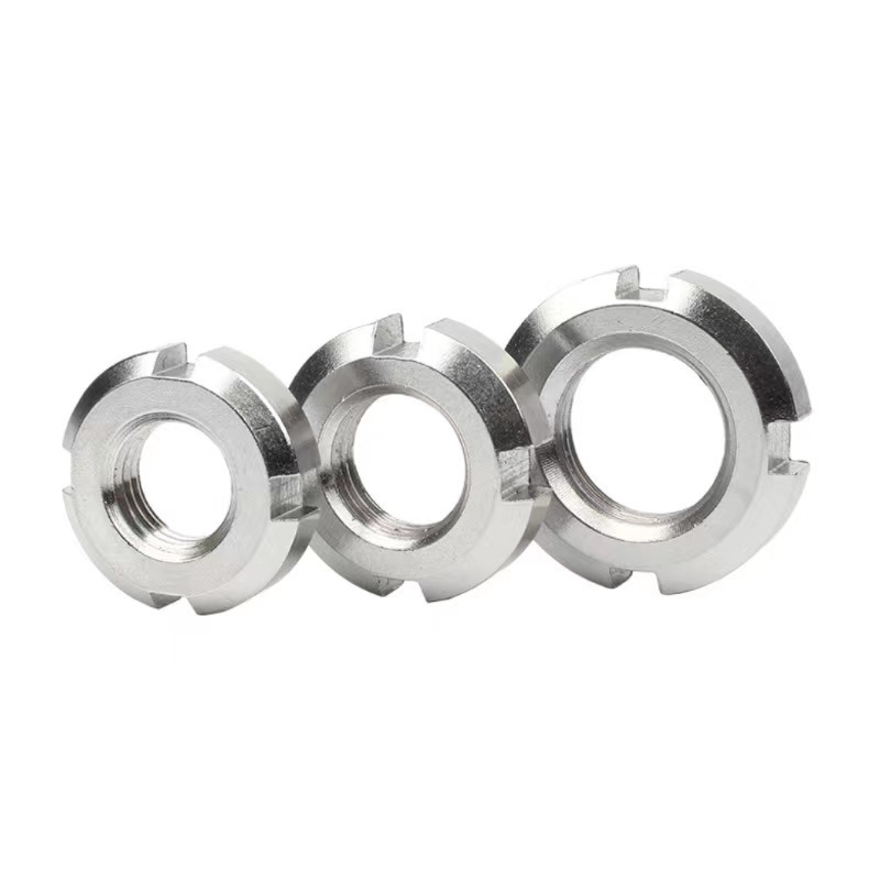 M8 M10 high strength 304 stainless steel 4 grooves Check Nut insert self locking round thin nut for machine Precision bearing