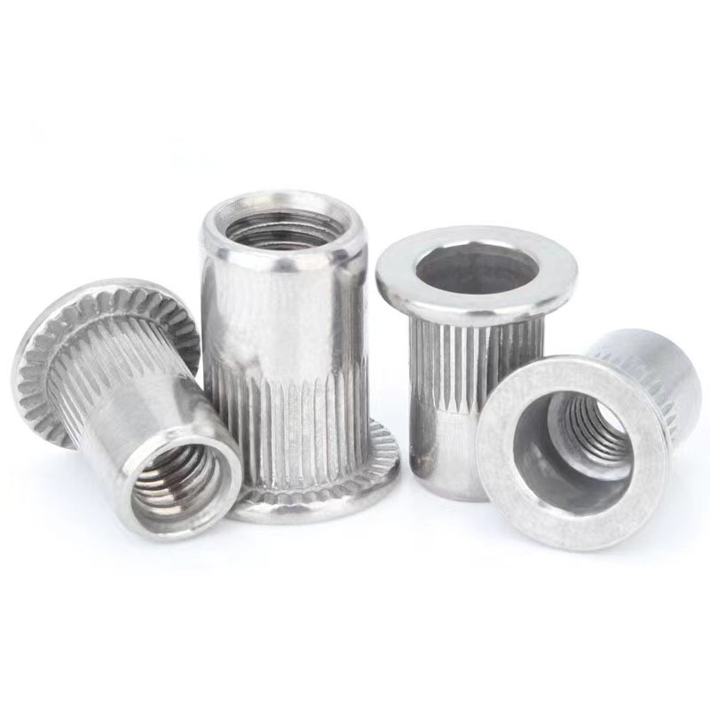 Customized flat Round head Knurled zinc plated galvanized stainless steel carbon steel self clinching rivet nut for mounting