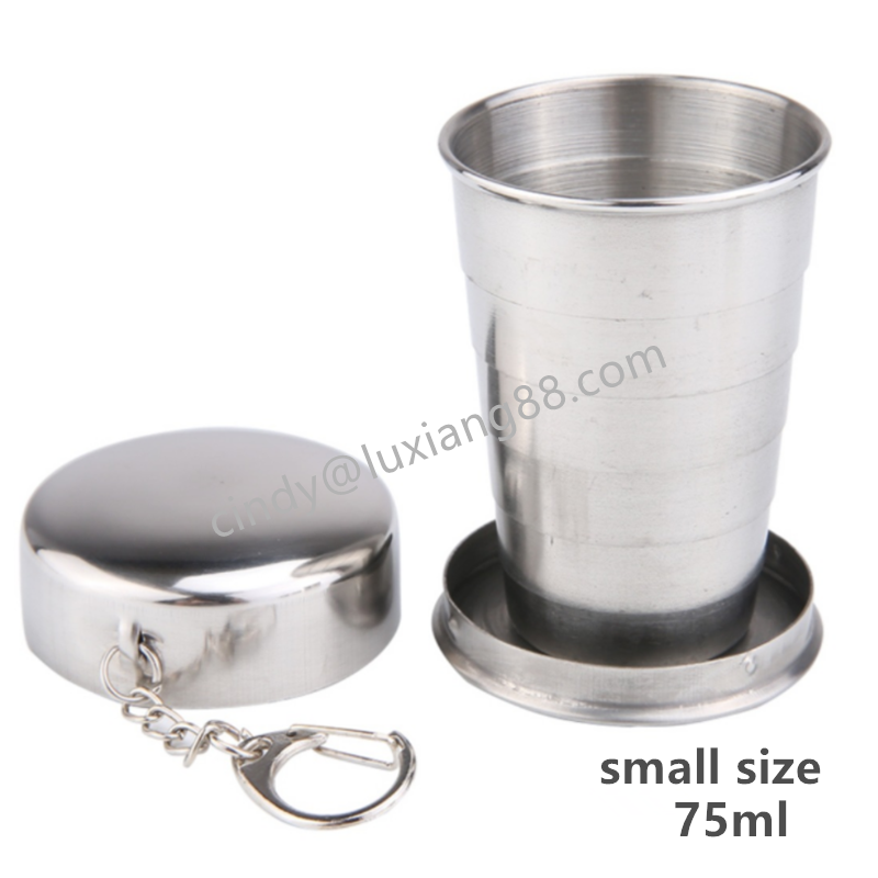 New Product Stainless Steel Camping Mug Camping Folding Cup Portable Outdoor Travel Demountable Collapsible Cup With Keychain