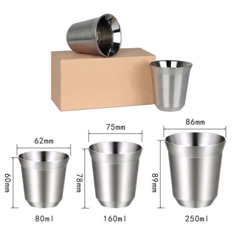 Hot Sellers Stainless Steel Espresso Cups Double Wall Vacuum Insulated 2.7oz Coffee Cup for Drinking Coffee Mug 80ml