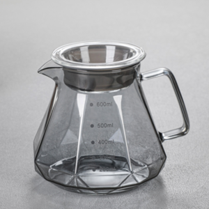 New Product Ideas 2024 Smoky Gray Drip Hot Coffee Dripper Style Server Kettle 600ml Coffee Pot Teapot Set Heat Resistant Glass