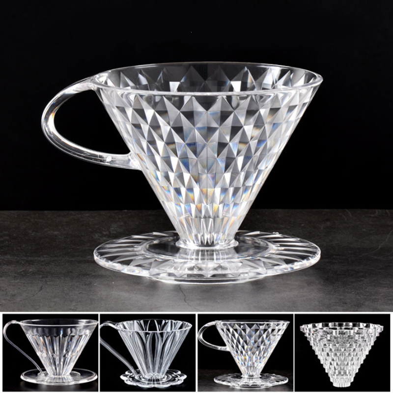 New design Clear 1-4 Cups Slow Brewing Accessories, Plastic Coffee Dripper, Reusable Coffee Filter Cup Pour Over Coffee Maker