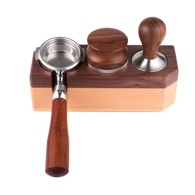 Wholesale 2024Barista Tool Walnut Wood Portafilter Stand 49/51/53/58mm Espresso Filter Coffee Tea Tools Accessories Handle Style