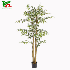 5ft Ficus Artificial Trees with Realistic Leaves and Trunk Silk Fake Plant for Home Living Room Porch Corner Office Decor