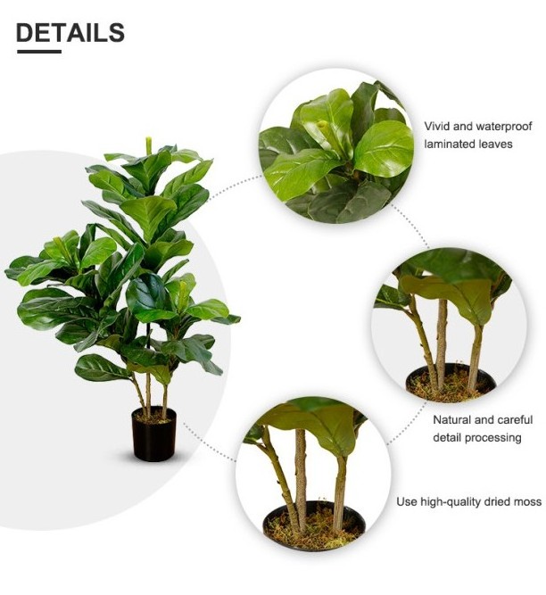 Hot Sale 85cm Nordic Style Artificial Ficus Lyrata Tree Fake Fiddle Leaf Fig Plant Litter Trees Perfect Housewarming Gift Party