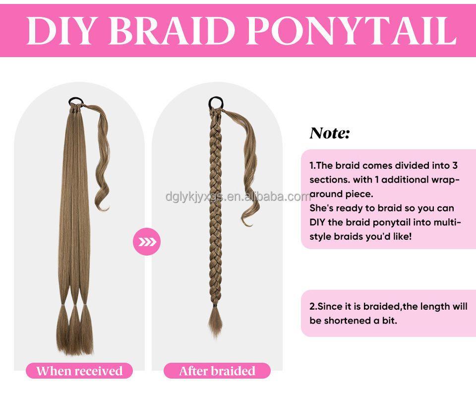 32Inch Long Braided Ponytails Extension Tie Straight Wrap Around Hair Extensions Ponytail Synthetic Hair Piece women hair