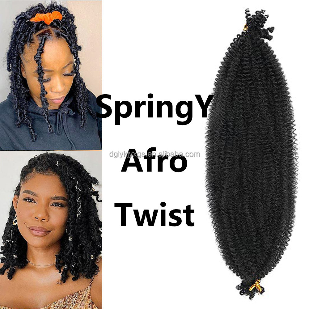 Long Crochet Braid Synthetic Curly Hair Extension Afro Fluffy Kinky Twist Synthetic Braiding Hair Afro Spring Twist