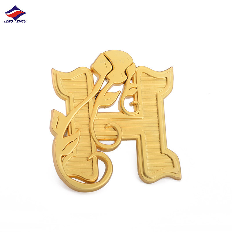 Longzhiyu metal badge pin brooch manufacturer custom gold corporate logo badges wholesale 3d hollow specialty lapel pins