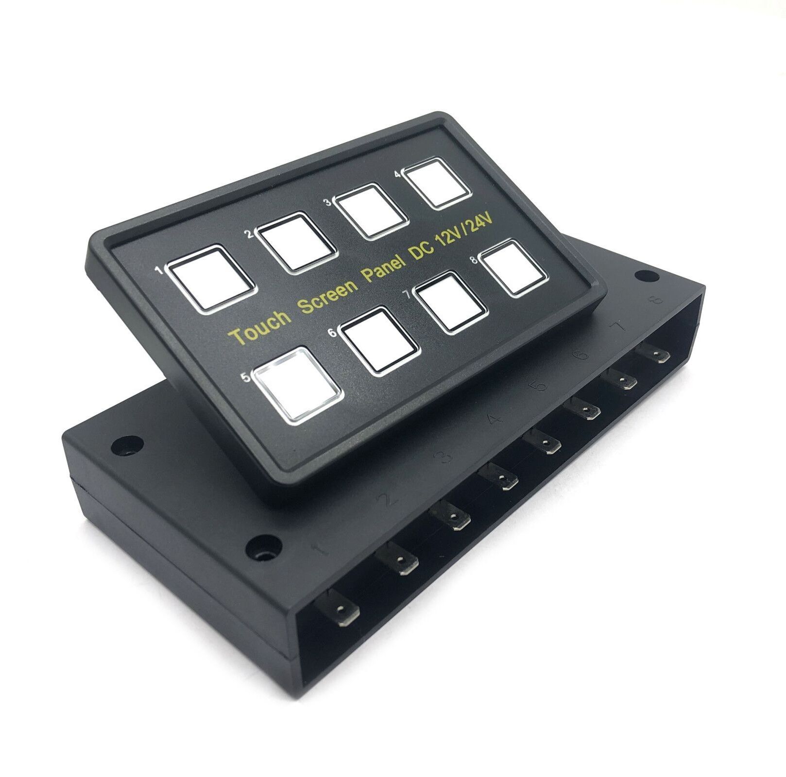 Marine Advanced Ultra Compact 24v 12v touch switch panel with relay control box 8 Gang Membrane touch backlight module