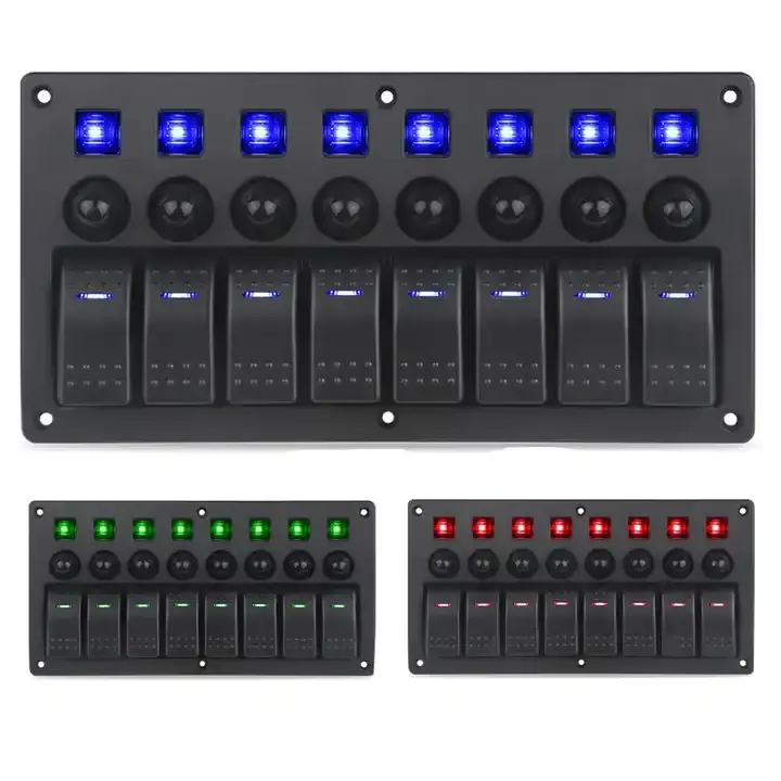 Custom Carling Style Rocker Switch On-Off LED Indicator Boat Switch Panel ABS Blue LED Light For Jeep Accessories Boat